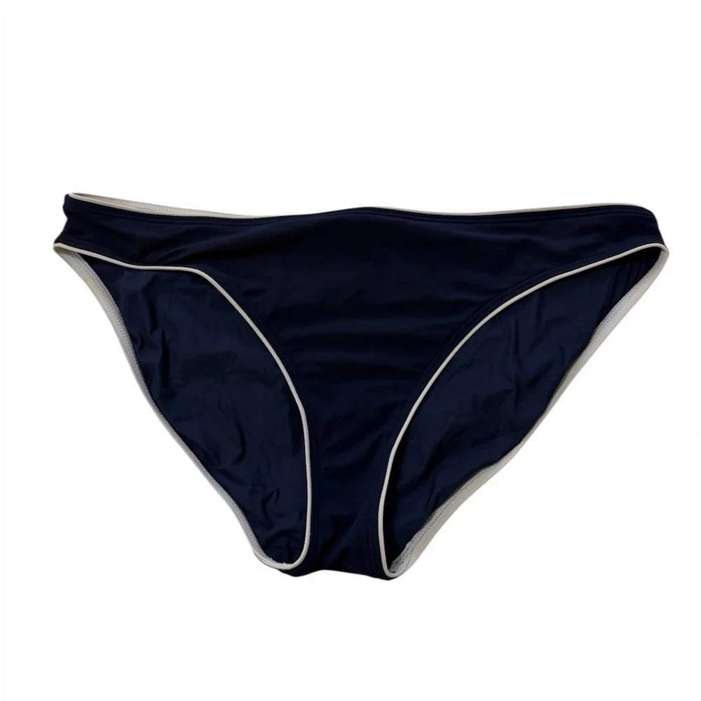 Tory Burch Dark Blue Bikini Bottom with White Trim